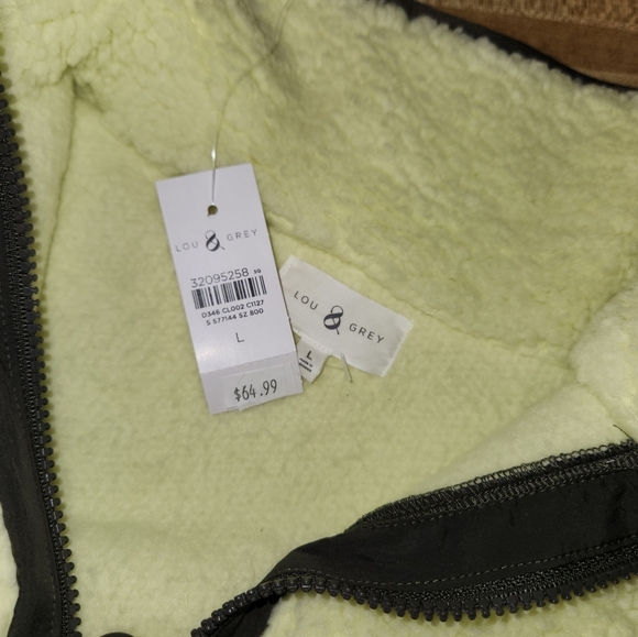 NWT LOU & GREY Cozy Up Sherpa Half Zip Jacket, Yellow Green, size L - Picture 13 of 14